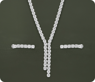 Round  Cut Lab Diamond Tennis Necklace Set