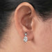 round and oval cut lab grown diamond drop dangle earrings push back on ear