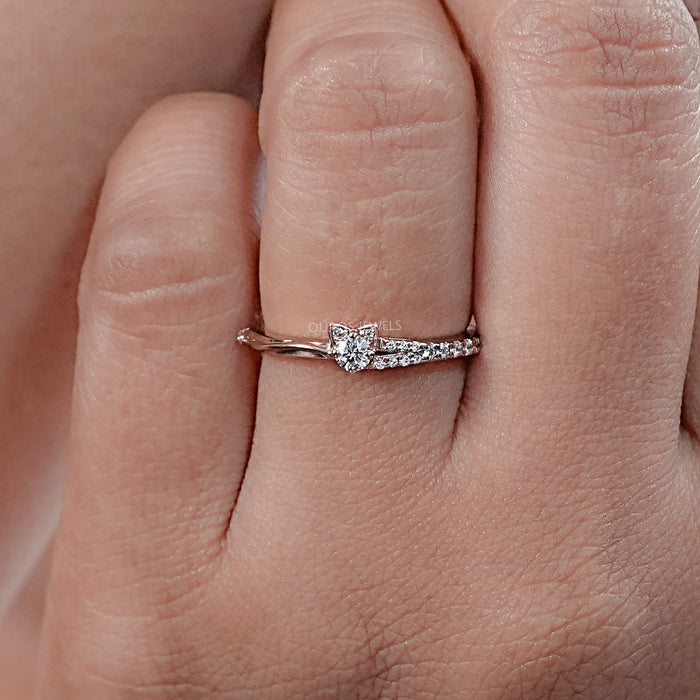 Round Lab Diamond Cat Face Engagement Ring