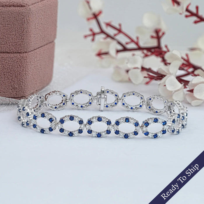 Elegant Blue Sapphire and Diamond Bracelet