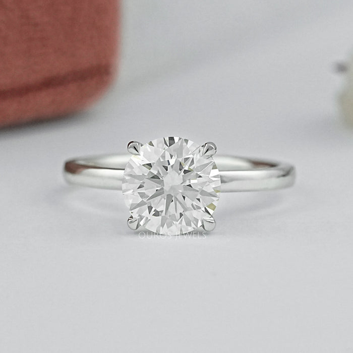 front view of igi certified round lab diamond solitaire engagement ring