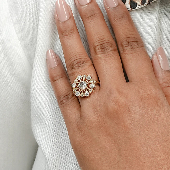 Vintage Old Cut Round Flower Style Ring