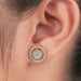round shape cluster diamond open circle halo stud earrings push back on ear