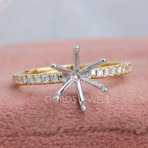 front view of round shaped prong setting semi mount engagement ring