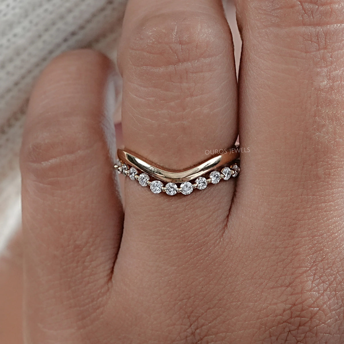 Double Row Wave Diamond Band — Ouros Jewels