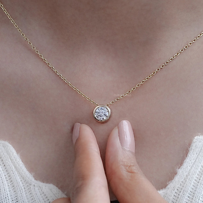 Bezel-Set Round Diamond Solitaire Pendant