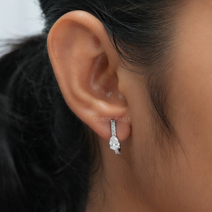 Pear Lab Grown Diamond C Hoop Earring