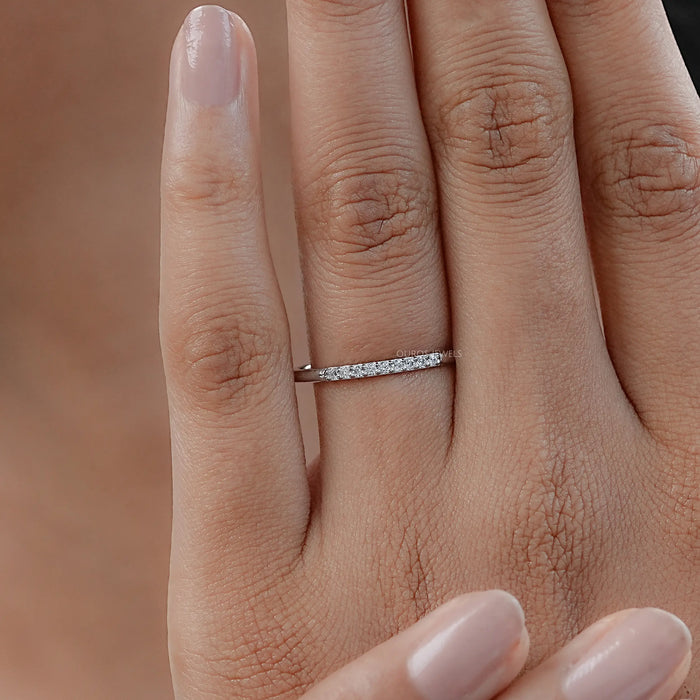 Round Lab Diamond Pave Set Wedding Band