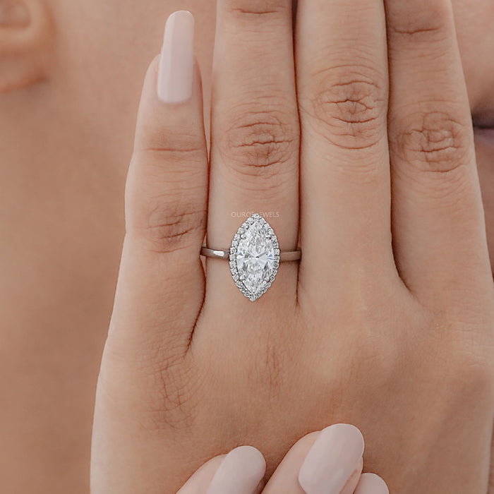 Marquise Diamond Halo Solitaire Engagement Ring