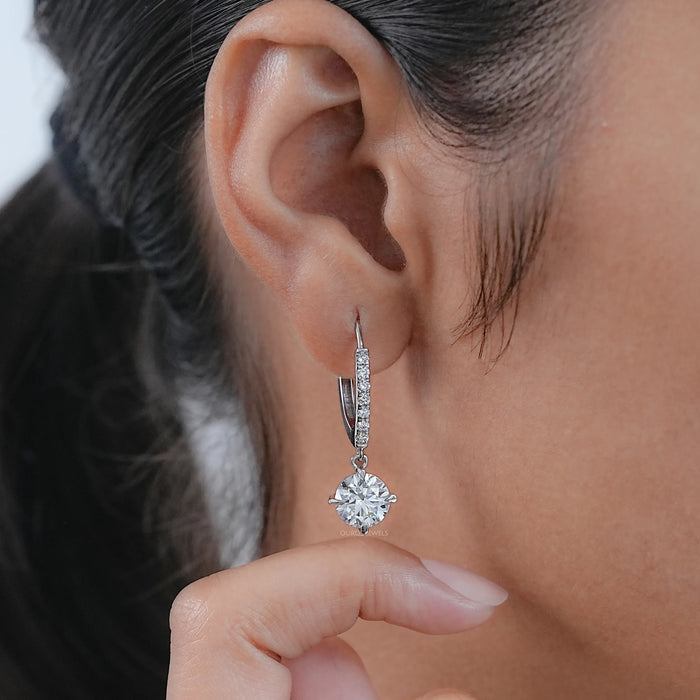 Round Lab Diamond Dangle Earrings