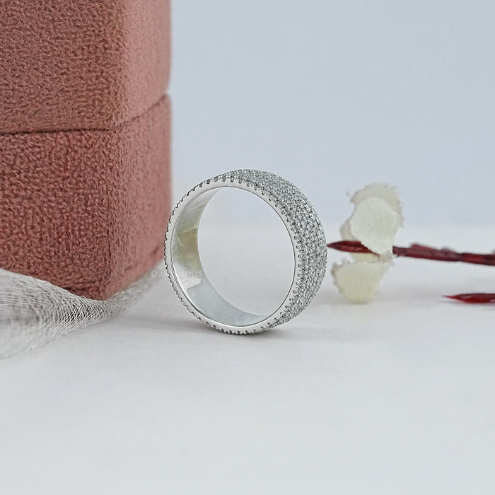 Round Lab Diamond Pave Set Eternity Wedding Band