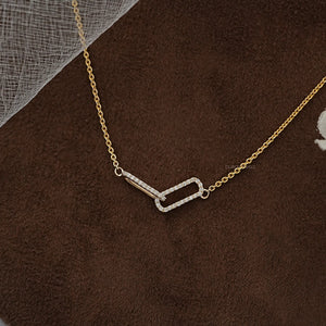 Open Rectangle Round Lab Diamond Interlinked Pendant