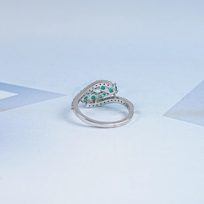 Emerald Cluster And Round Bypass Ring