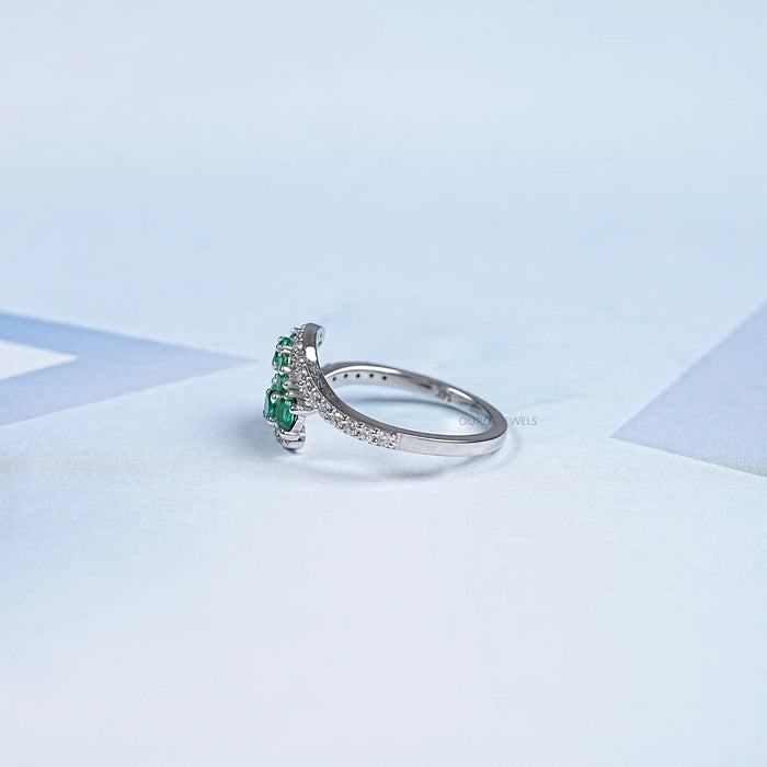 Emerald Cluster And Round Bypass Ring