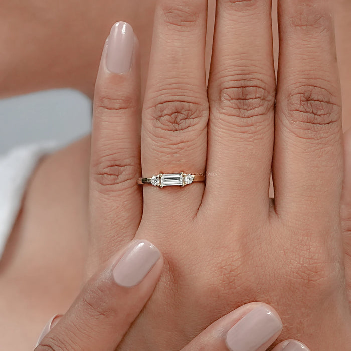 Baguette Cut Lab Diamond Dainty Ring
