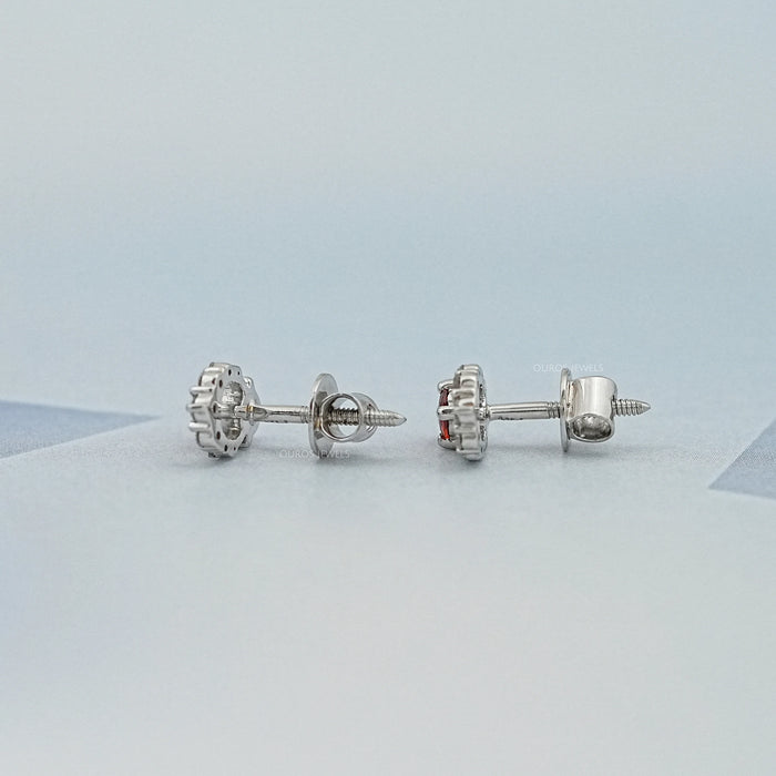 Red Ruby Lab Gemstone Drop Earrings