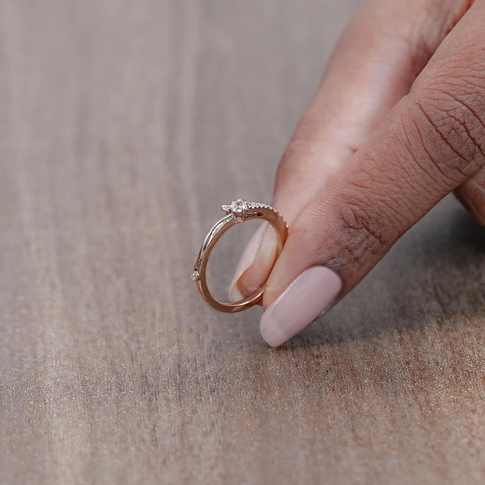 Round Lab Diamond Cat Face Engagement Ring