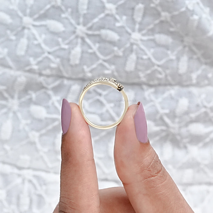 Round Lab Diamond Angel Wing Ring