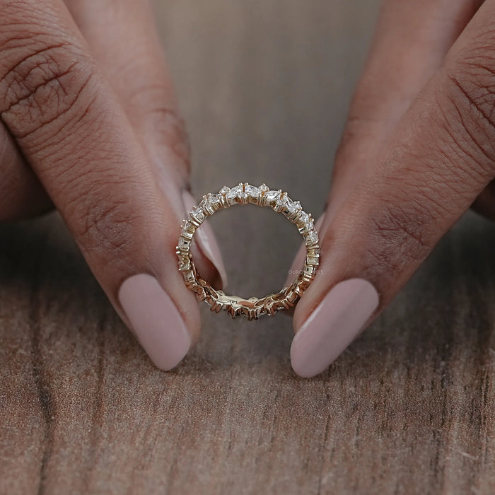 Marquise And Round Diamond Eternity Wedding Band