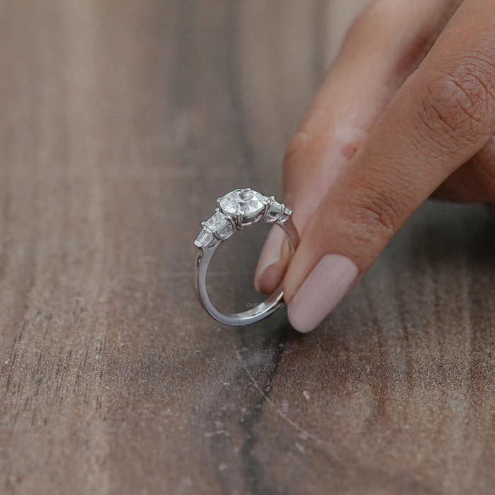 Round And Princess Diamond Seven Stone Engagement Ring