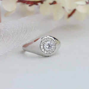 Round Cut Diamond Halo Ring For Men's