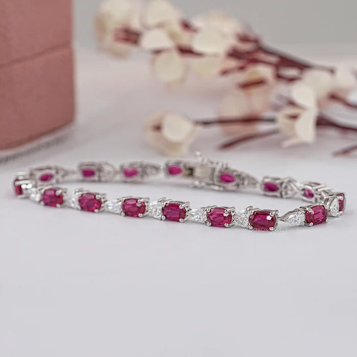 oval ruby and diamond tennis bracelet