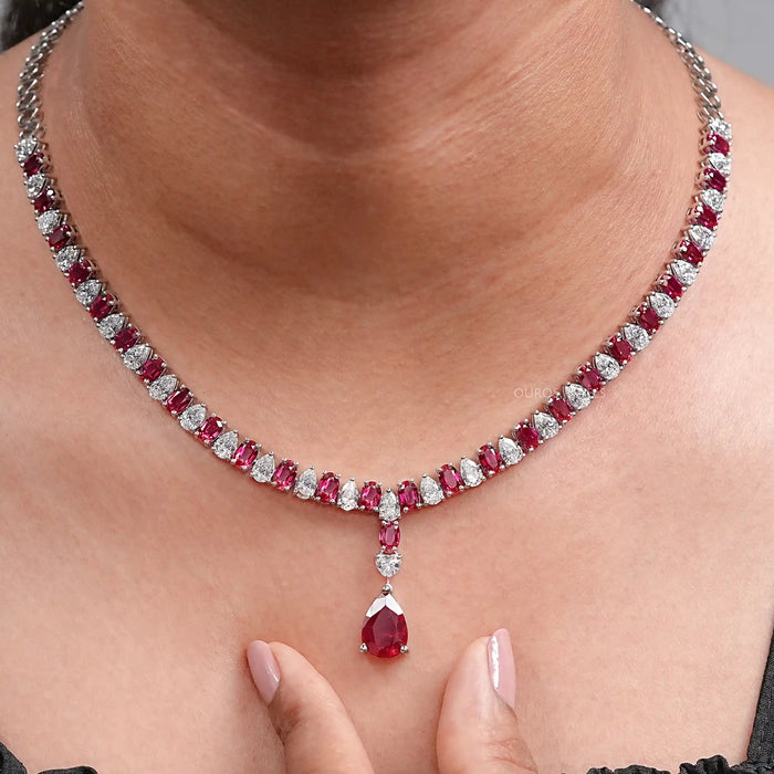 Ruby Gemstone & Lab Grown Diamond Necklace