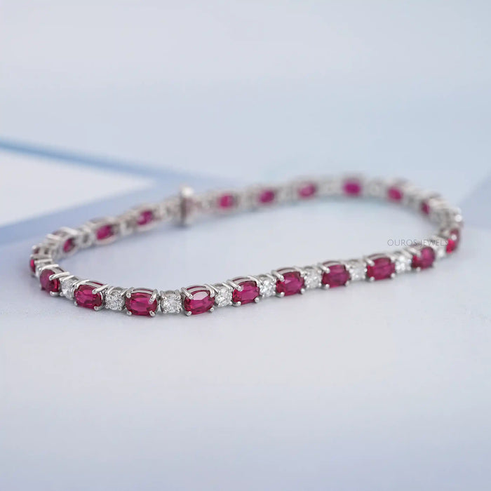 Red Ruby Oval Gemstone Bracelet