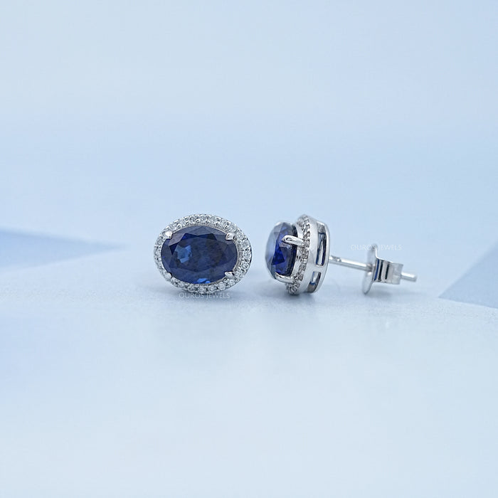 Oval Cut Sapphire Gemstone Stud