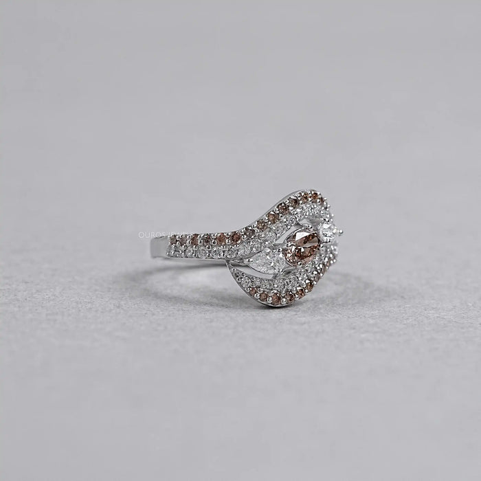 Three Stone Lab Diamond Accent Bypass Ring