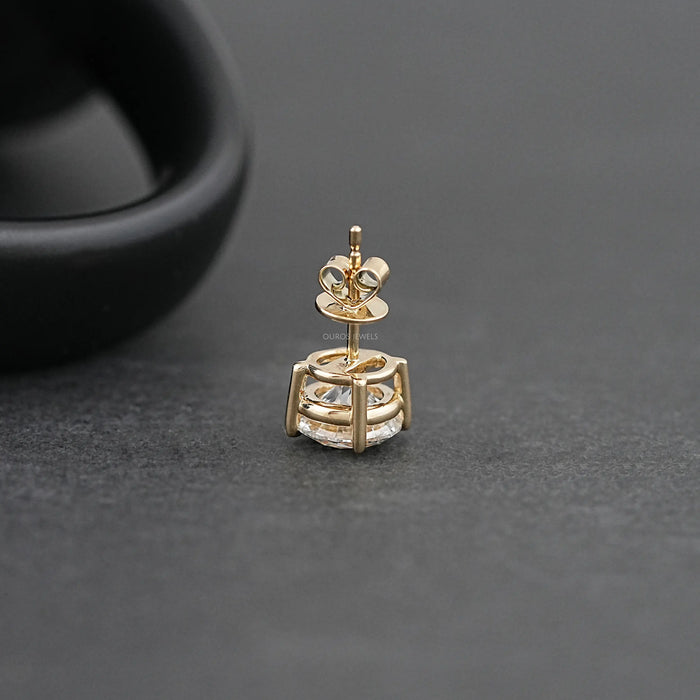 Round Cut Solitaire Stud Earrings For Men