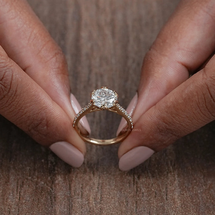 Round  Cut  Lab Diamond Tulip Engagement Ring