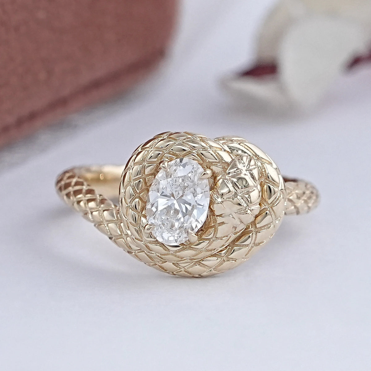 Oval Cut Diamond Snake Ring — Ouros Jewels