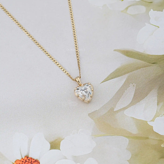 Old Mine Heart Lab Diamond Solitaire Pendant