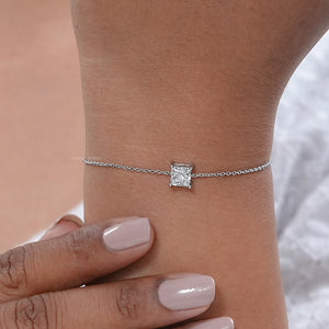 Princess Cut Lab Diamond Solitaire Chain Bracelet