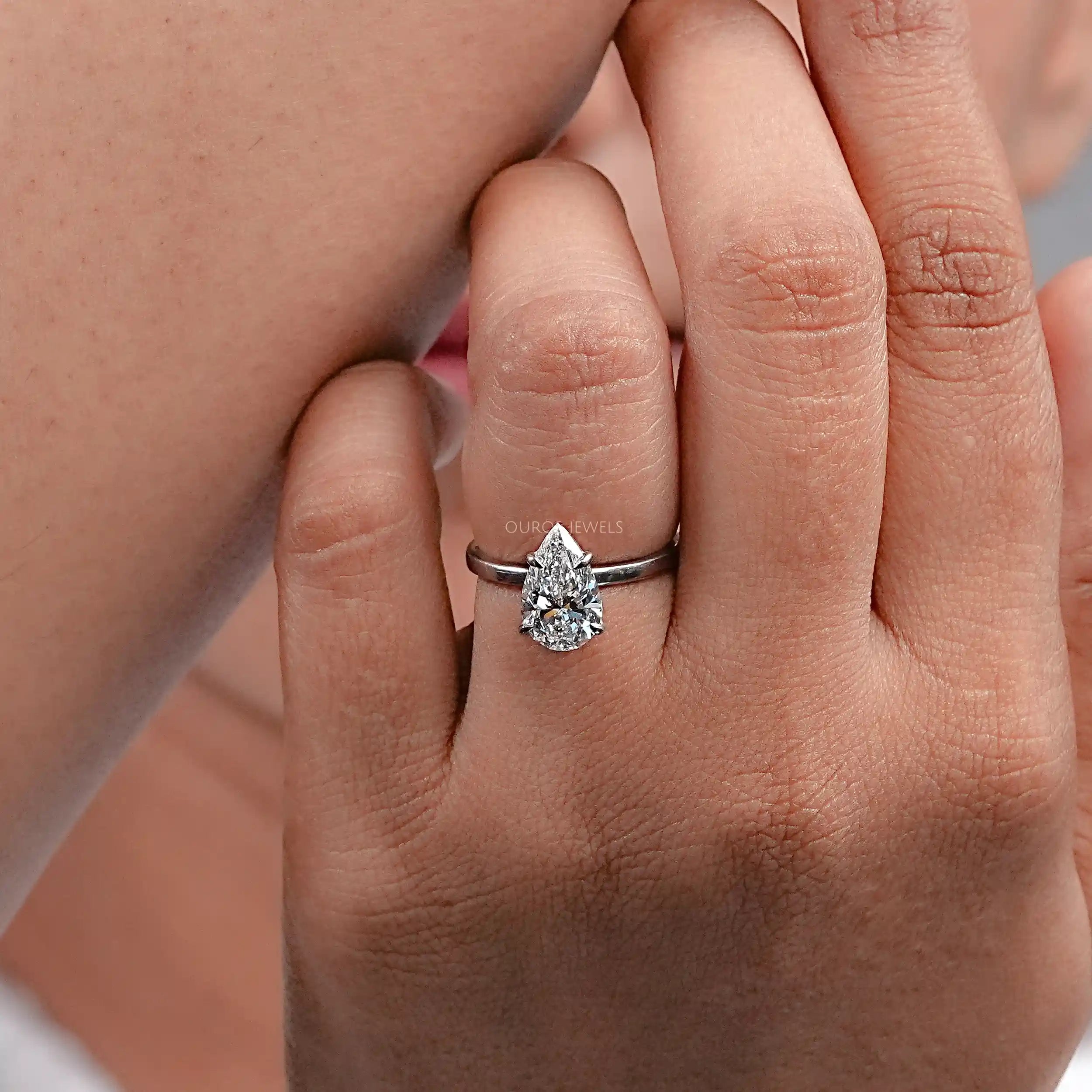 Pear Cut Diamond Solitaire Engagement Ring