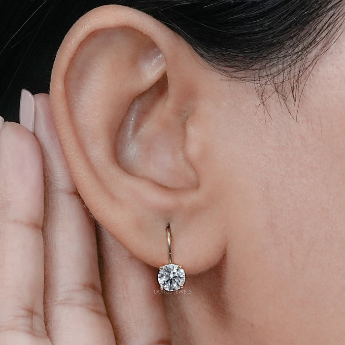 Round Diamond Solitaire Drop Earrings