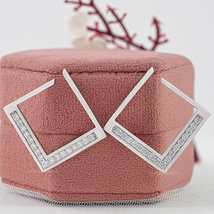 Square Round Lab Diamond Hoop Earrings