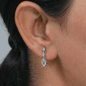 Step Cut Shield Diamond Dangle Earrings