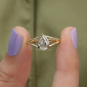 [Step Cut Pear Solitaire Ring]-[Ouros Jewels]