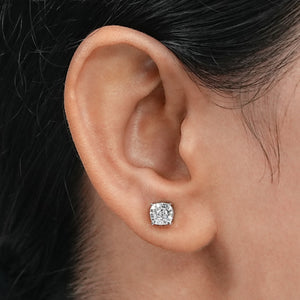 Cushion Cut Lab Diamond Solitaire Stud