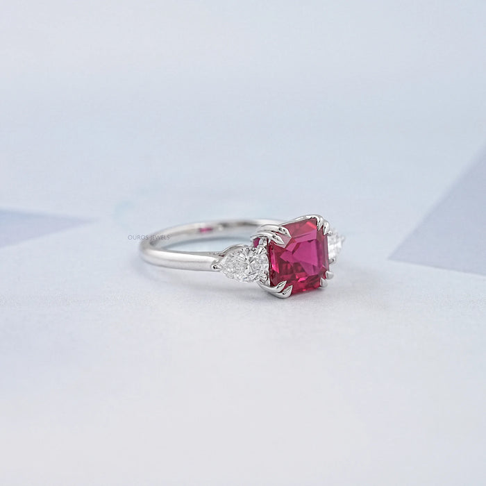 Ruby And Diamond Three Stone Ring