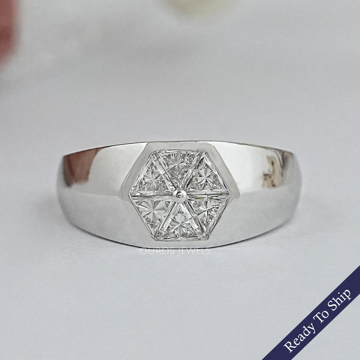 Antique Triangle Cut Lab Diamond Wedding Band