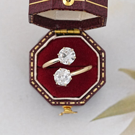 old european round-cut lab diamond toi et moi engagement ring in jewelry box