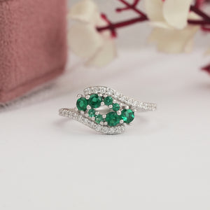 Round Emerald Bypass Ring