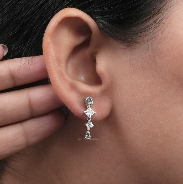 Multi Shape Lab Diamond Drop Earrings