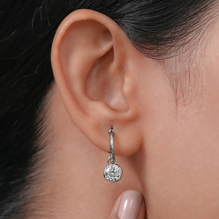 Round Cut Lab Diamond  Hinge Back Earrings