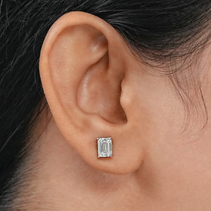 Emerald Cut Lab Grown Diamond Stud Earrings