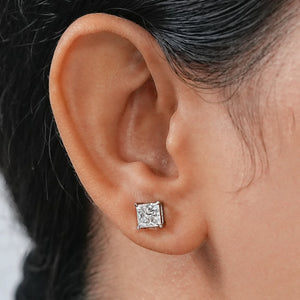 Princess Cut Lab Grown Diamond Stud - 2.00 Carat Each