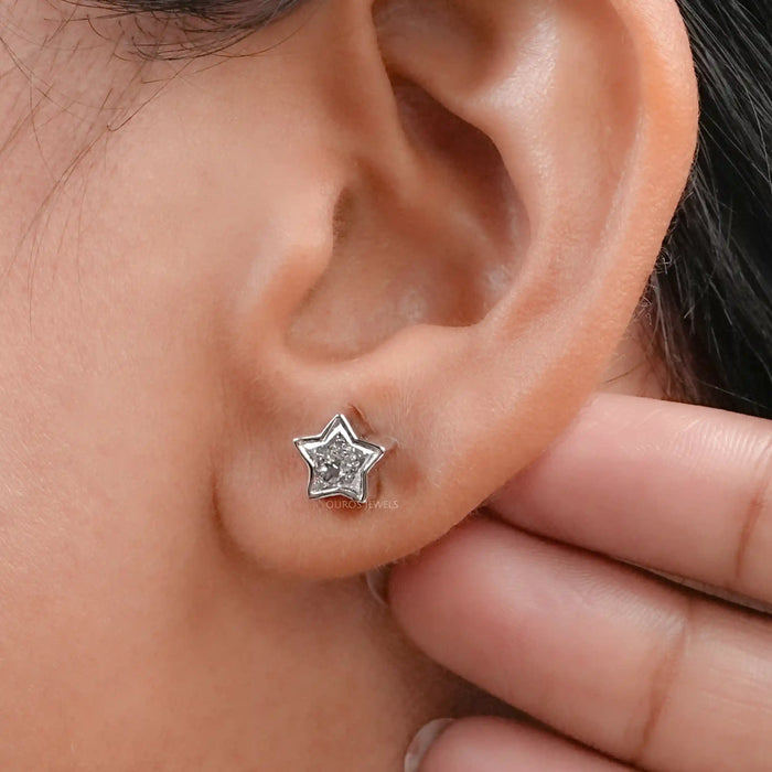 Bezel Set Star Cut Lab Diamond Stud